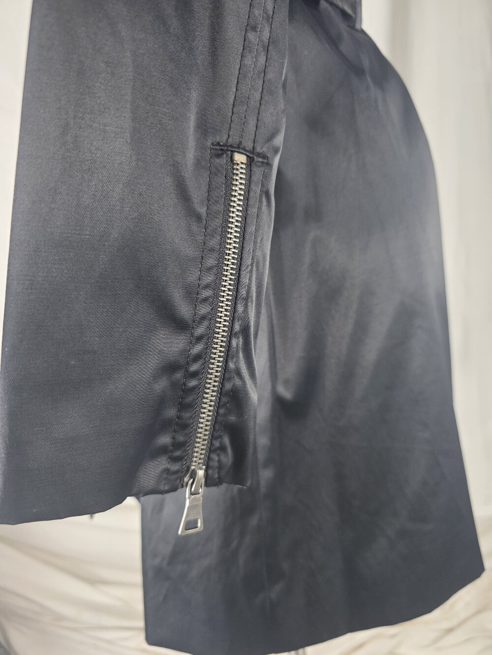 Mossimo Sexy Black Belted Trench Coat S Whimsy Goth Dark Academia Matrix Rain - Picture 8 of 16